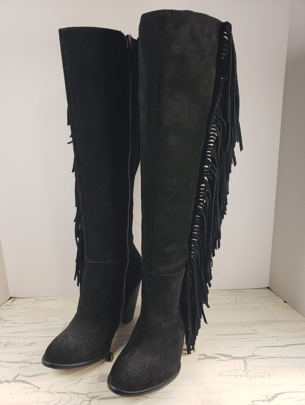 Mia Limited Edition 'Knight' Fringe Boots in Black Suede - Women's  6.5 B